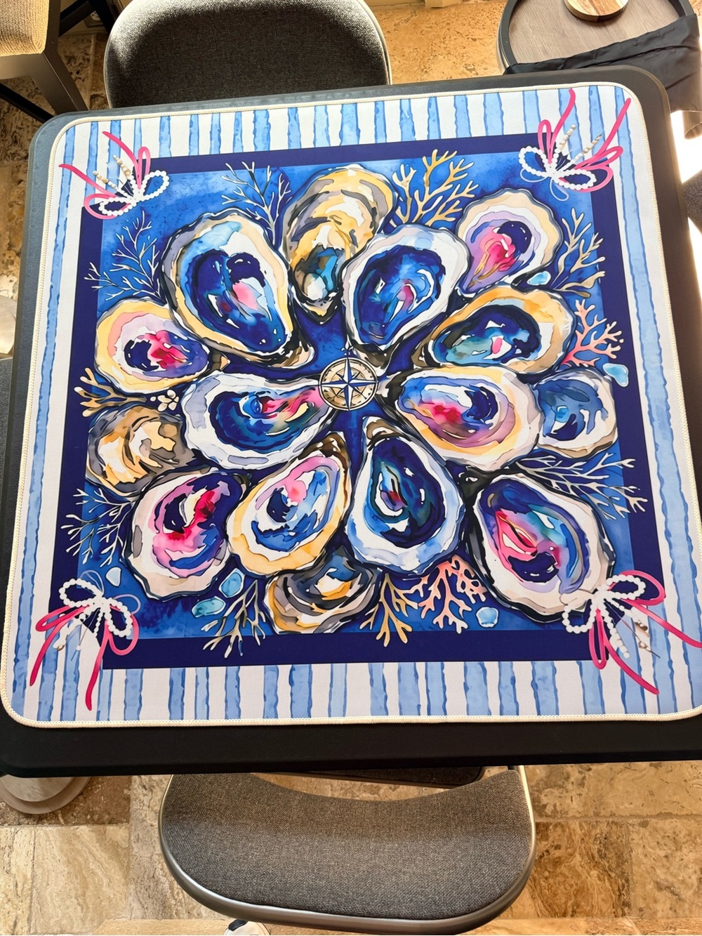 Mahjong New Coastal Pattern Mat. Stunning rich colors. Will ship rolled bag. - Picture 3 of 7